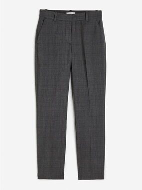 H&M Dark Gray Plaid Slim Fit Trousers Slacks